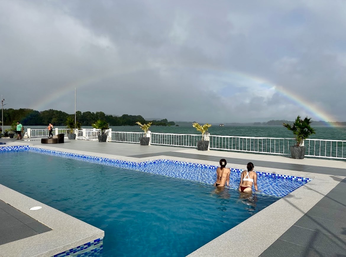 Rainbow over La Bonita rooftop pool