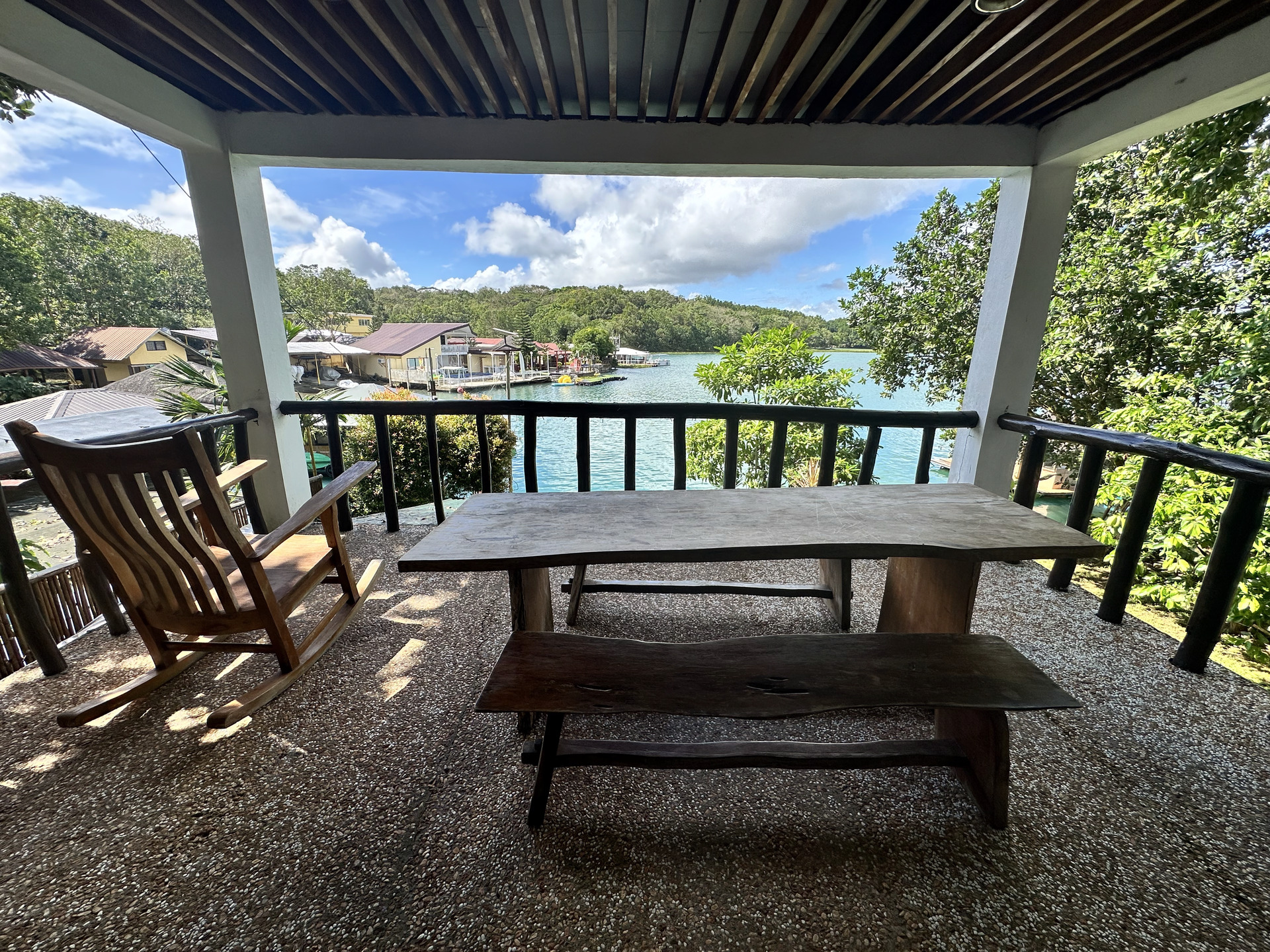 Yolly's balcony overlooking the lake
